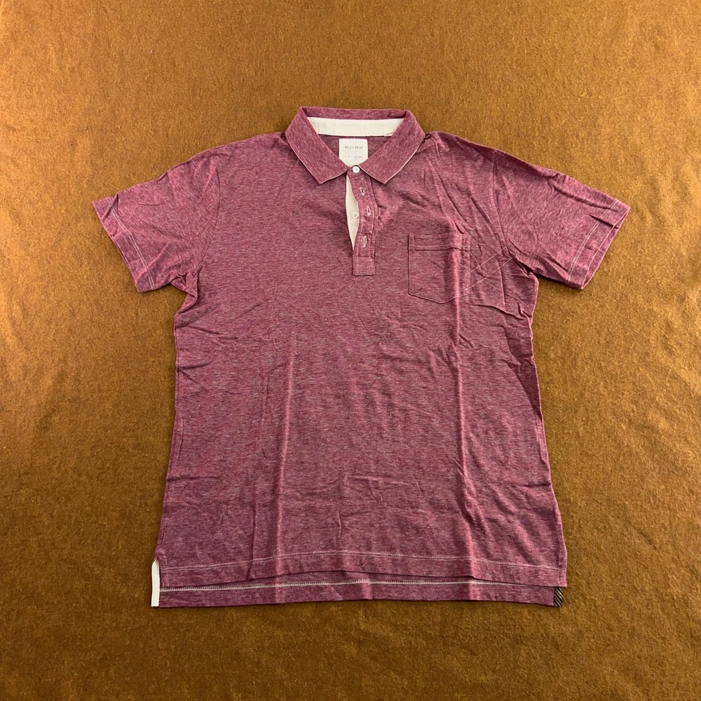 Billy Reid Mens XL Burgundy Heathered Cotton Blend Pocket Polo Shirt
